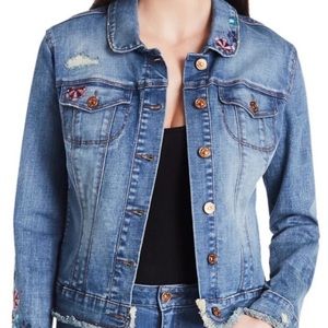 Vintage America Distressed Embroidered Jean Jacket